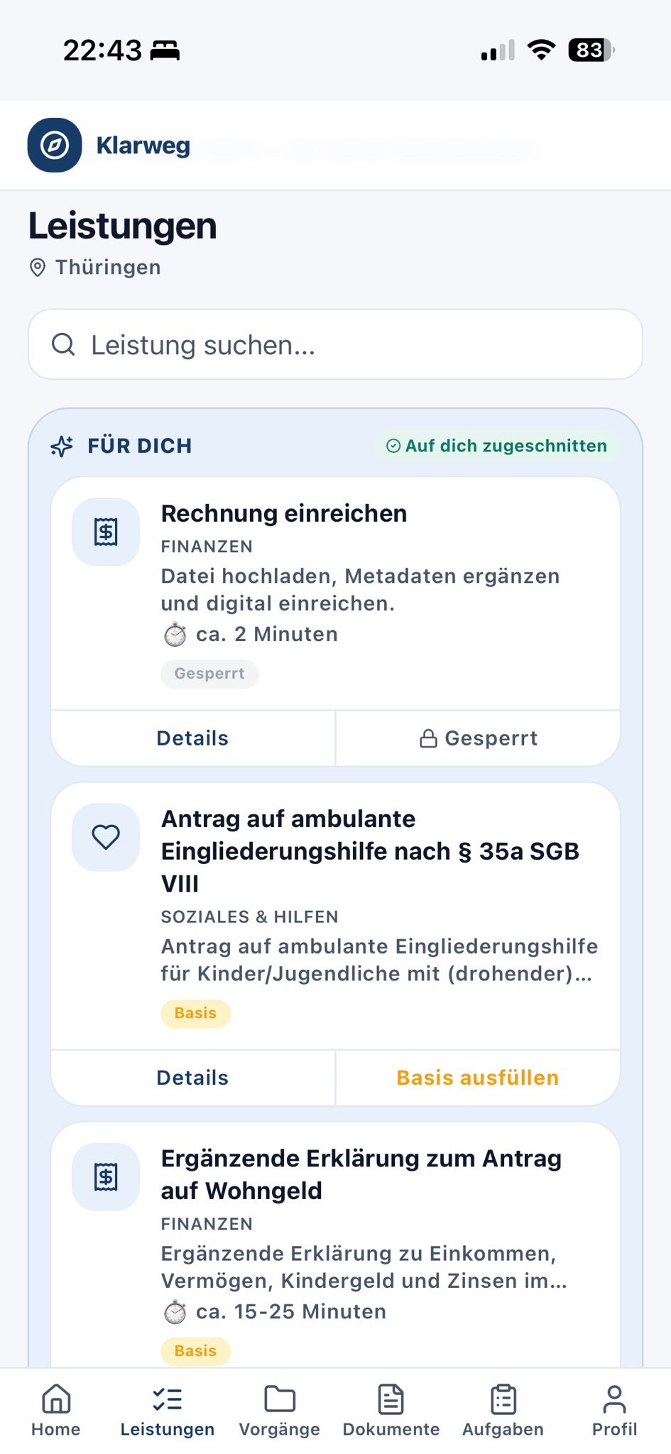 Bürger-App: Leistungskatalog mit personalisierten Vorschlägen